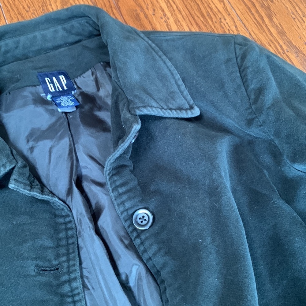 GAP Moss Green Velvet Blazer Women’s Button Front Jacket Fully Lined Size Large - Picture 8 of 8
